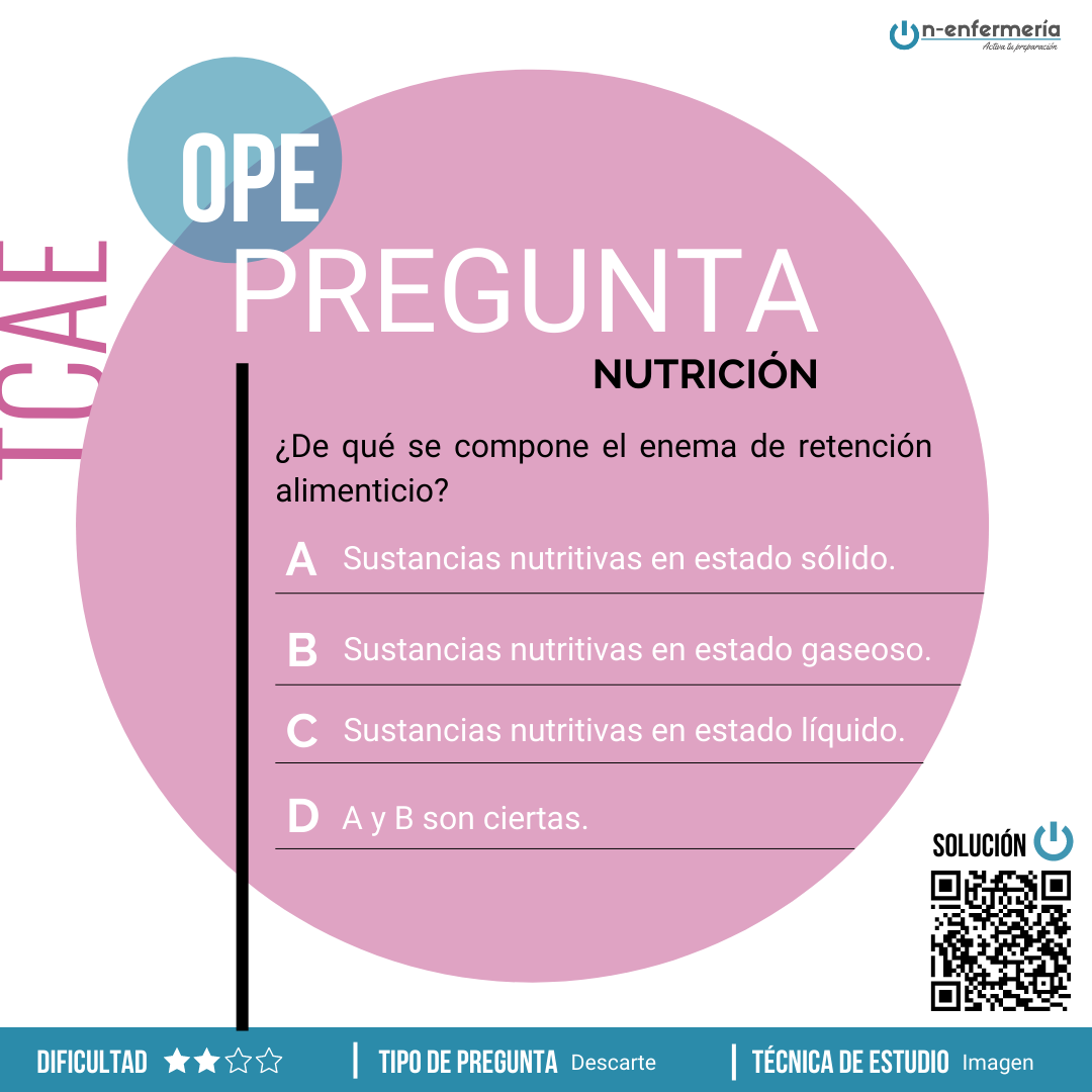 Pregunta de examen OPE TCAE - Nutrición
