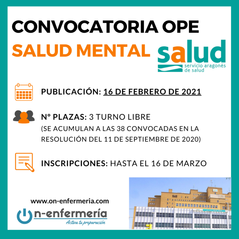 OPE Enfermería Salud Mental Aragón 2021: abierta inscripción