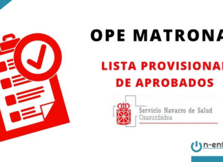 Lista provisional de aprobados OPE Matronas Navarra 2017-2019