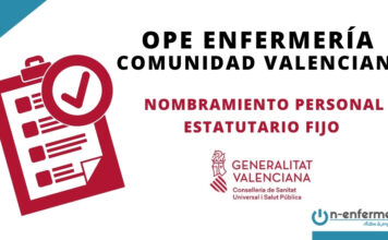 Nombramiento personal estatutario fijo enfermería Comunidad Valenciana
