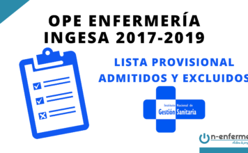 LISTA PROVISIONAL ADMITIDOS Y EXCLUIDOS OPE ENFERMERÍA INGESA 2017-2019