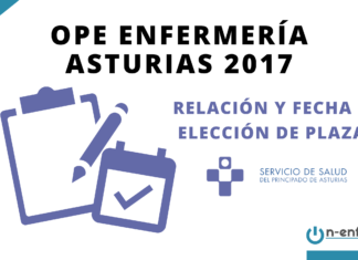 Relación y fecha de elección de plazas para los aspirantes que superan la OPE Enfermería Asturias 2017