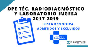 Listas definitivas admitidos OPE Técnico Radiodiagnóstico y Laboratorio INGESA 2017-2019