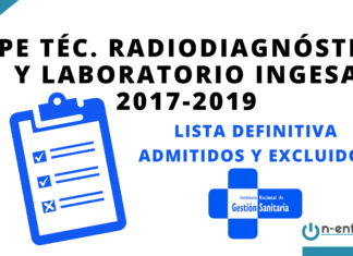 Listas definitivas admitidos OPE Técnico Radiodiagnóstico y Laboratorio INGESA 2017-2019