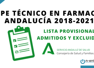 Listas provisionales de admitidos y excluidos OPE Técnico en Farmacia Andalucía 2018-2021