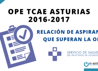 Relación de aspirantes que superan la OPE TCAE Asturias 2016-2017