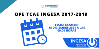 Fecha de examen OPE TCAE INGESA 2017-2019