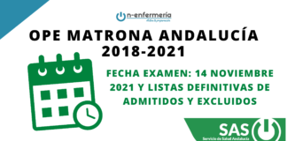Fecha examen y listas definitivas admitidos OPE Matrona Andalucía 2018-2021