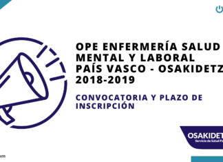Convocatoria OPE Enfermería Salud mental y enfermería del trabajo País Vasco Osakidetza 2018-2019