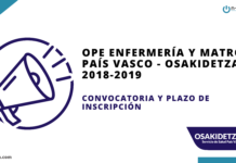 Convocatoria OPE Enfermería y Matrona País Vasco-Osakidetza 2018-2019