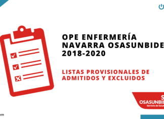 Lista provisional de admitidos y excluidos OPE Enfermería Navarra 2018-2020