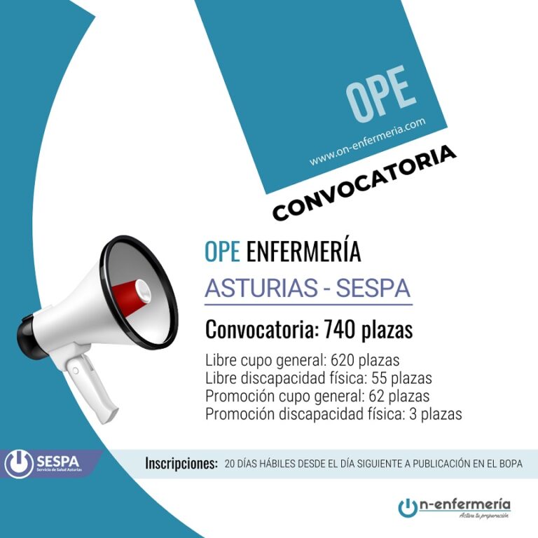 Convocatoria OPE Enfermería en Asturias por concurso oposición. ¡740 plazas!