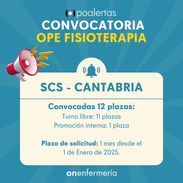 31/12/2024. SCS CANTABRIA: CONVOCATORIA. Convocadas 12 plazas